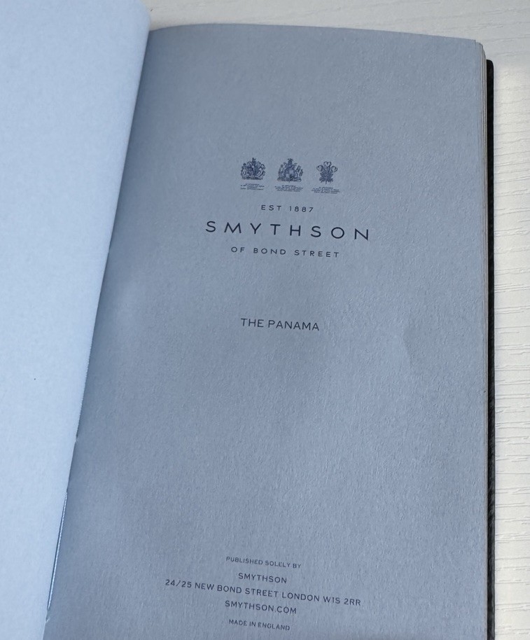 Unused Smythson of Bond Street Featherweight Black Leather Pocket Notebook