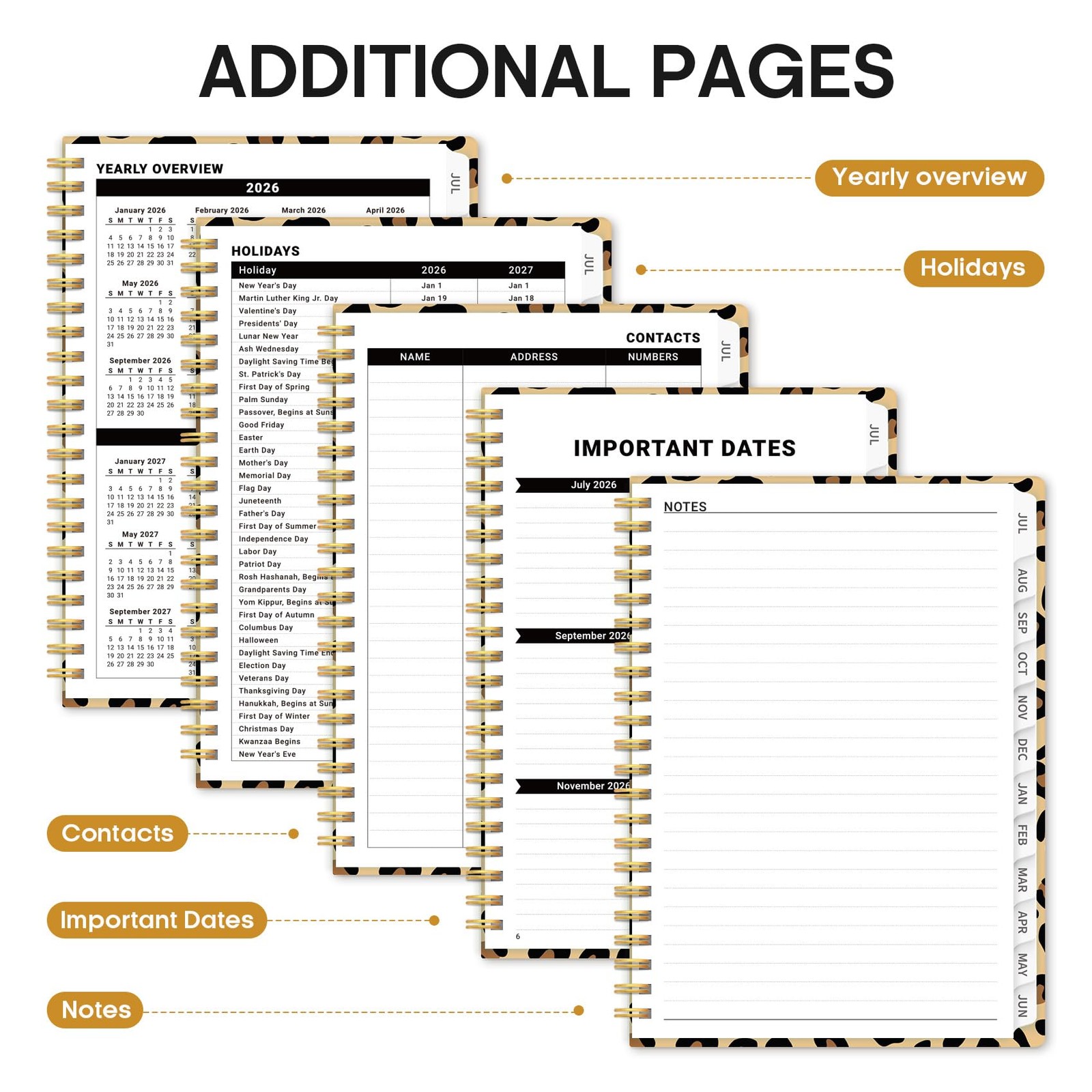 Planner 2026–2027, Weekly & Monthly Academic (6.3″x8.5″)a5, A-Leopard