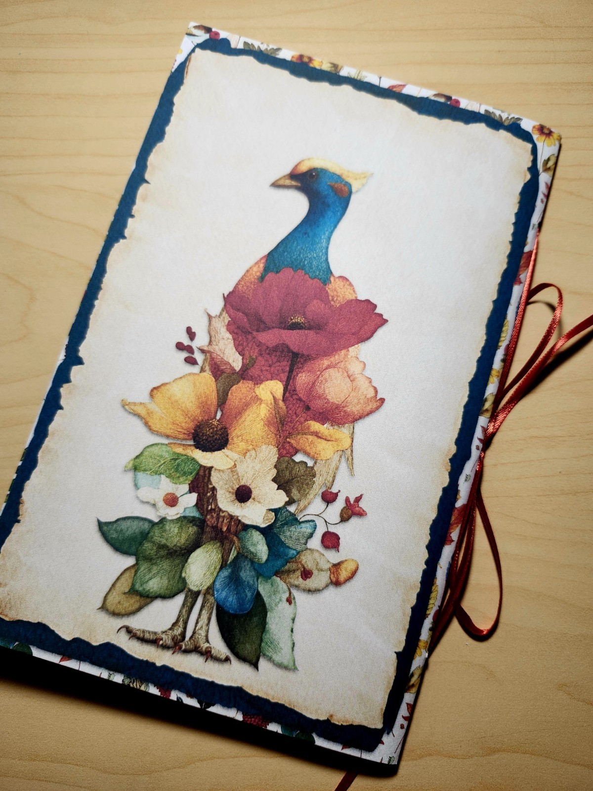 Junk Journal Blank Booklet “FOLKLORE” Lg 8.5×5.5 40pg Folk Art Artisan Handmade