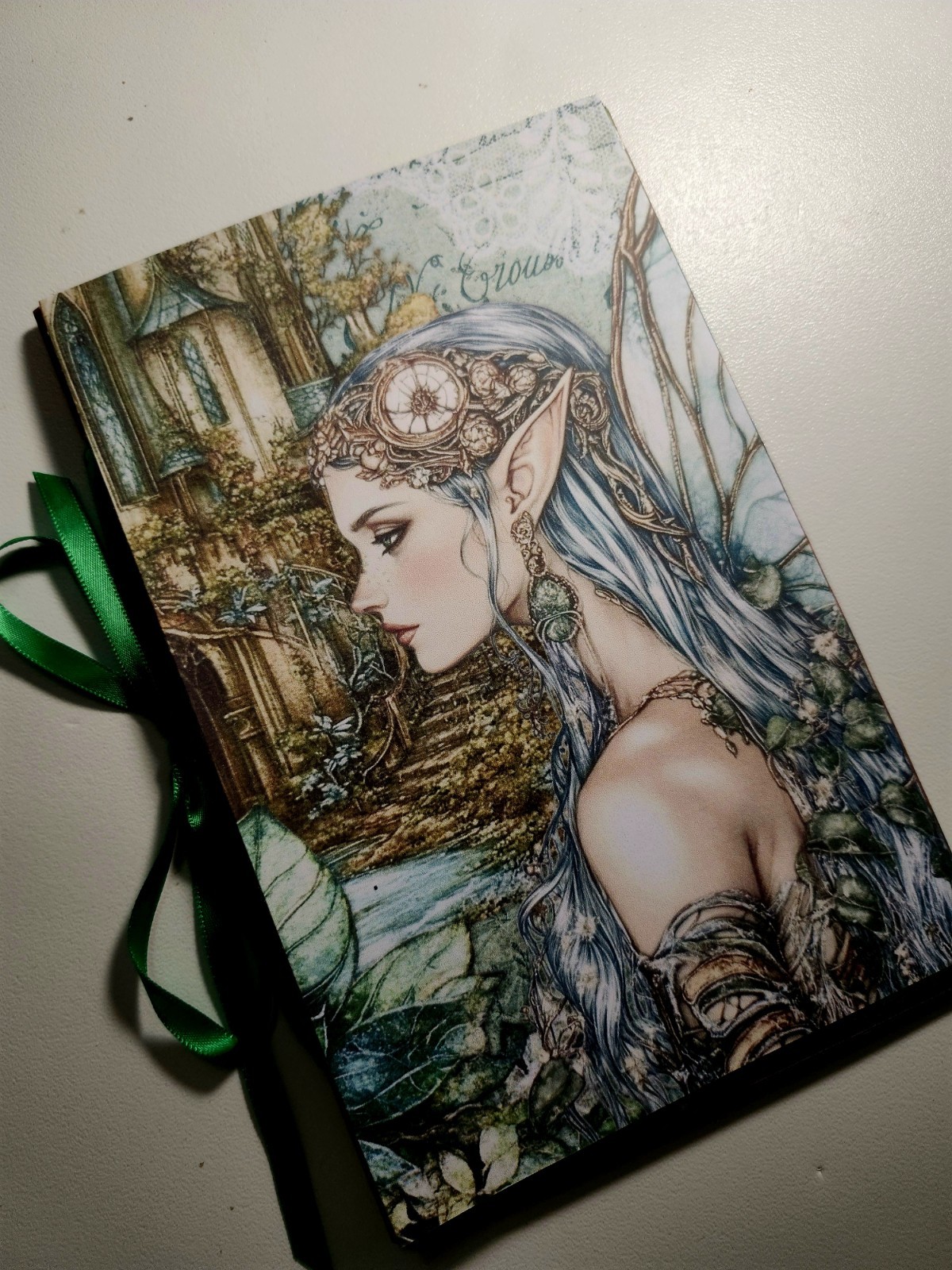 Junk Journal Blank Booklet “FANTASY FOREST” Handmade Fairies Lg 8.5″x5.5″ 40pg