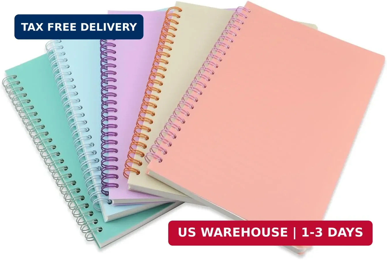 5 Pack Lined Spiral Journal Notebook for Women & Men, 8.3″ x 5.7″,80 Sheets/160