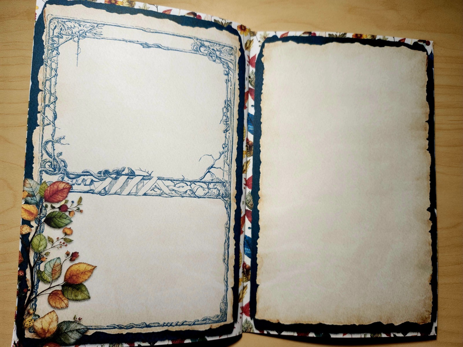 Junk Journal Booklet “FOLKLORE” Handmade Botanical Wildflowers Lg 8.5″x5.5″ 40pg