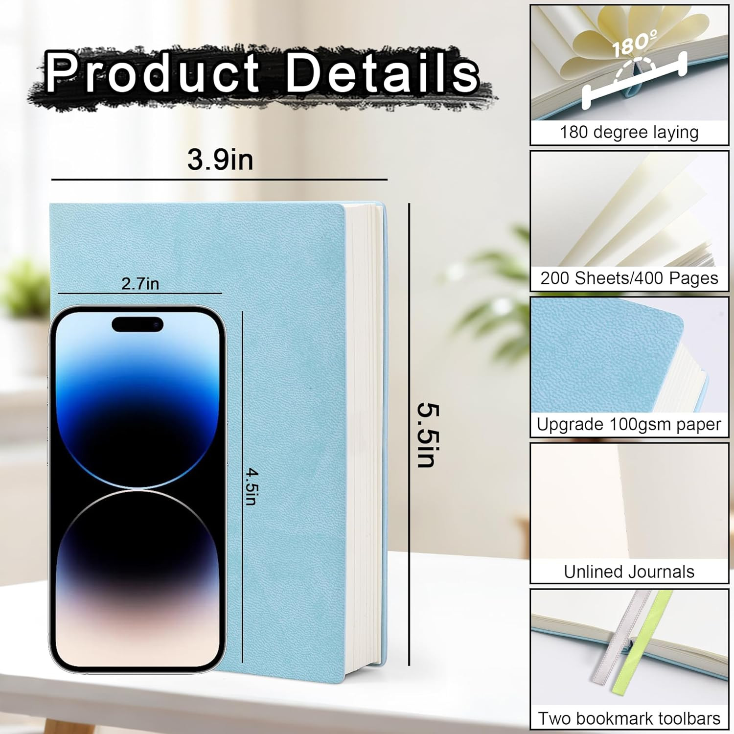 Thick Blank Journal Notebook 400Pages Sketch Book Blank Journal Unlined No Lines