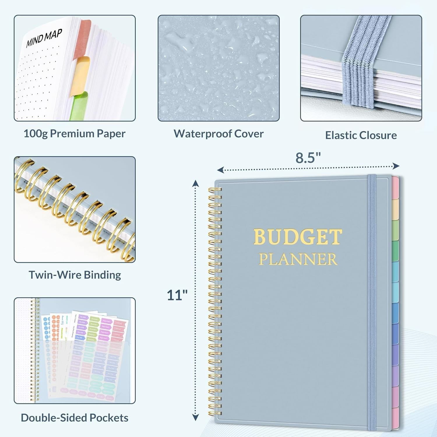 Undated Monthly Budget Book with Waterproof Cover – A5 Financial Organizer