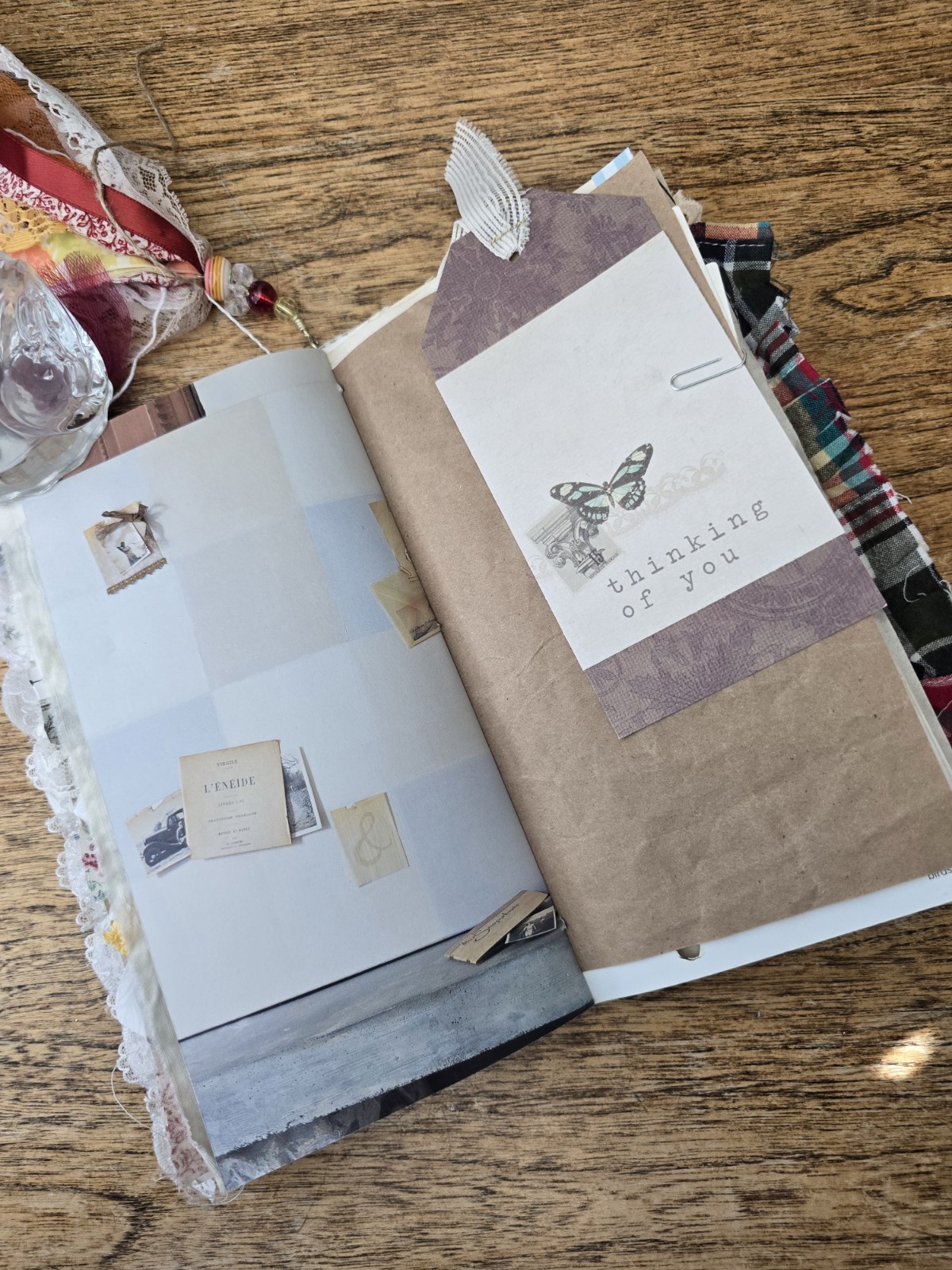 Hello fall handmade junk journal, Mixed Paper Art Journal, Premade Scrapbook