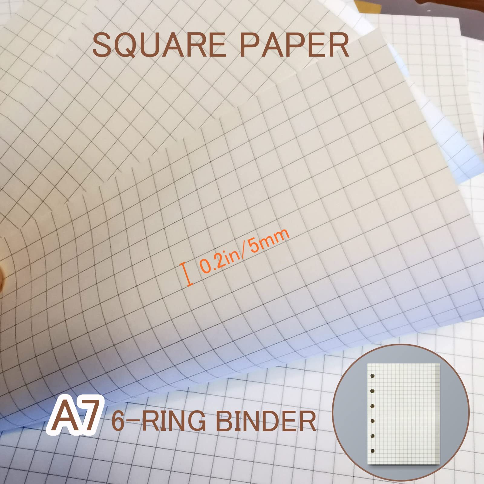 A7 6-Hole Binder Notebook Refill Set 135 Sheets Zipper Pockets Dividers