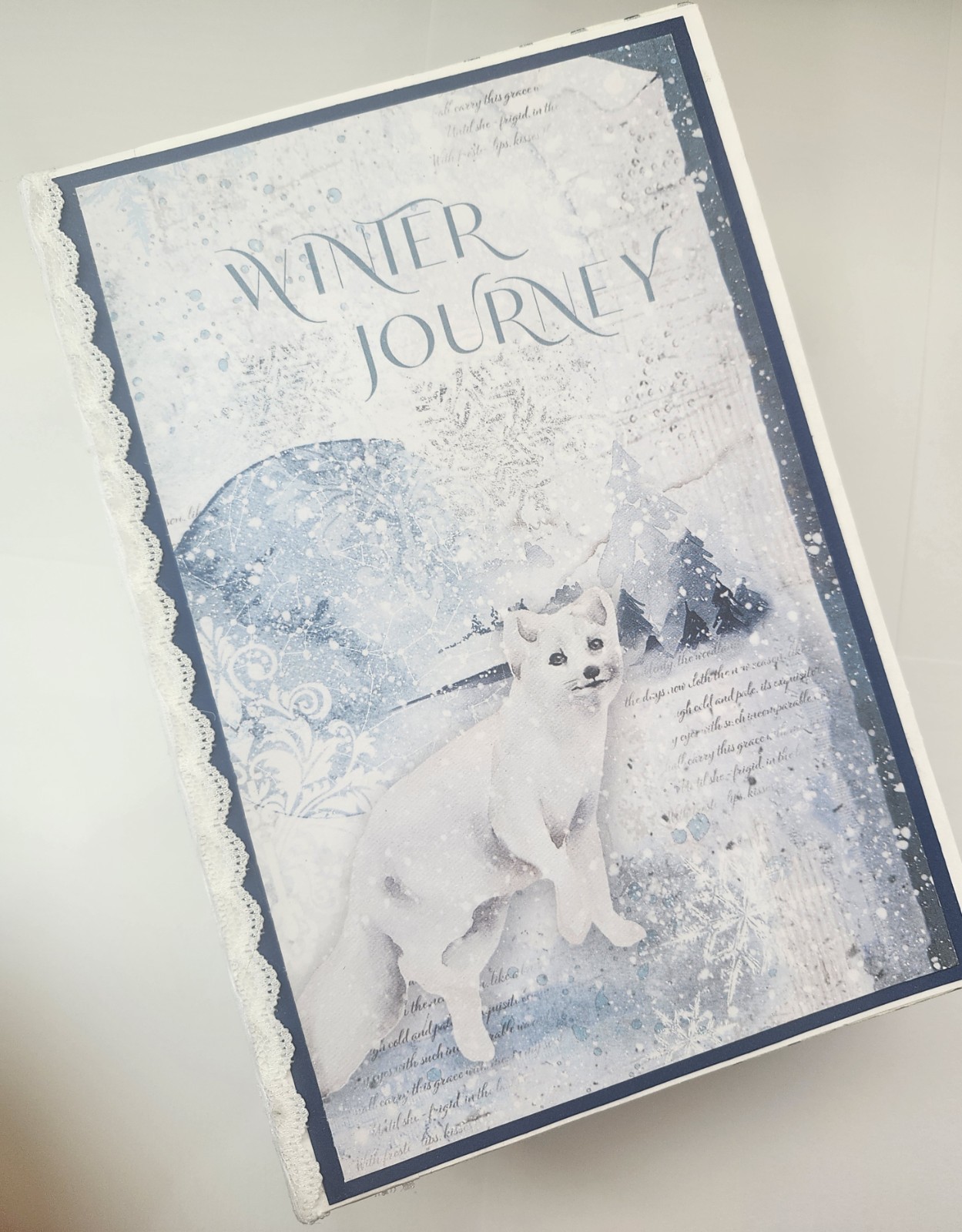 “WINTER JOURNEY” Handmade XL Journal Bejeweled Wintry Blues Keepsake 98pgs