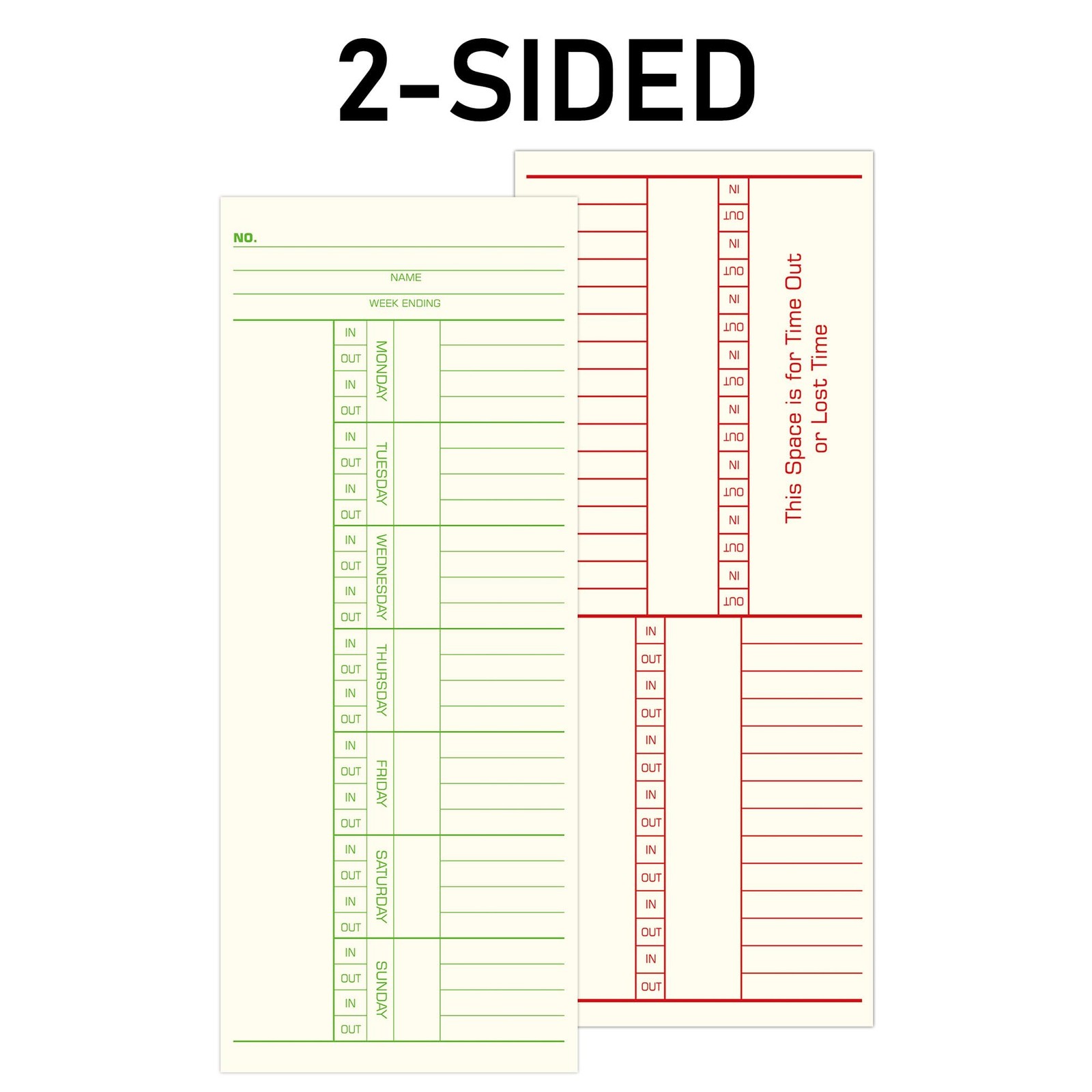 Weekly Time Cards 2-Sided, Named Days, 3-3/8″ x 8-1/4″, 500-Count, Time…