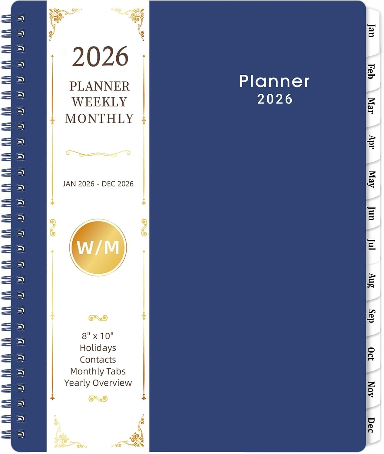 Elegant 2026 Calendar Planner – 8” x 10”, Twin-Wire Binding & Flexible Cover