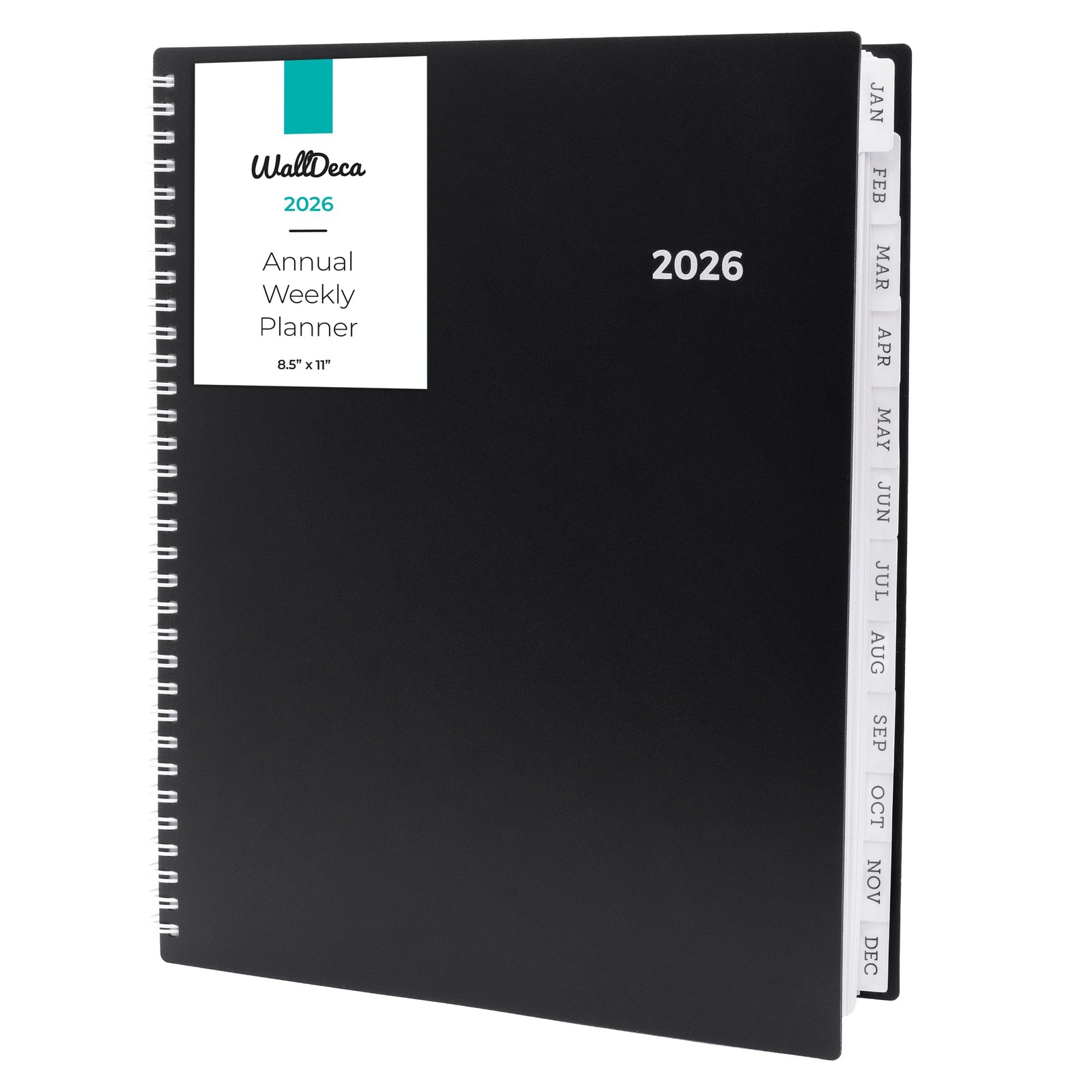 Walldeca 2026 Planner, Weekly & Monthly Planner 2026 (8.5 x 11-Inch), Black