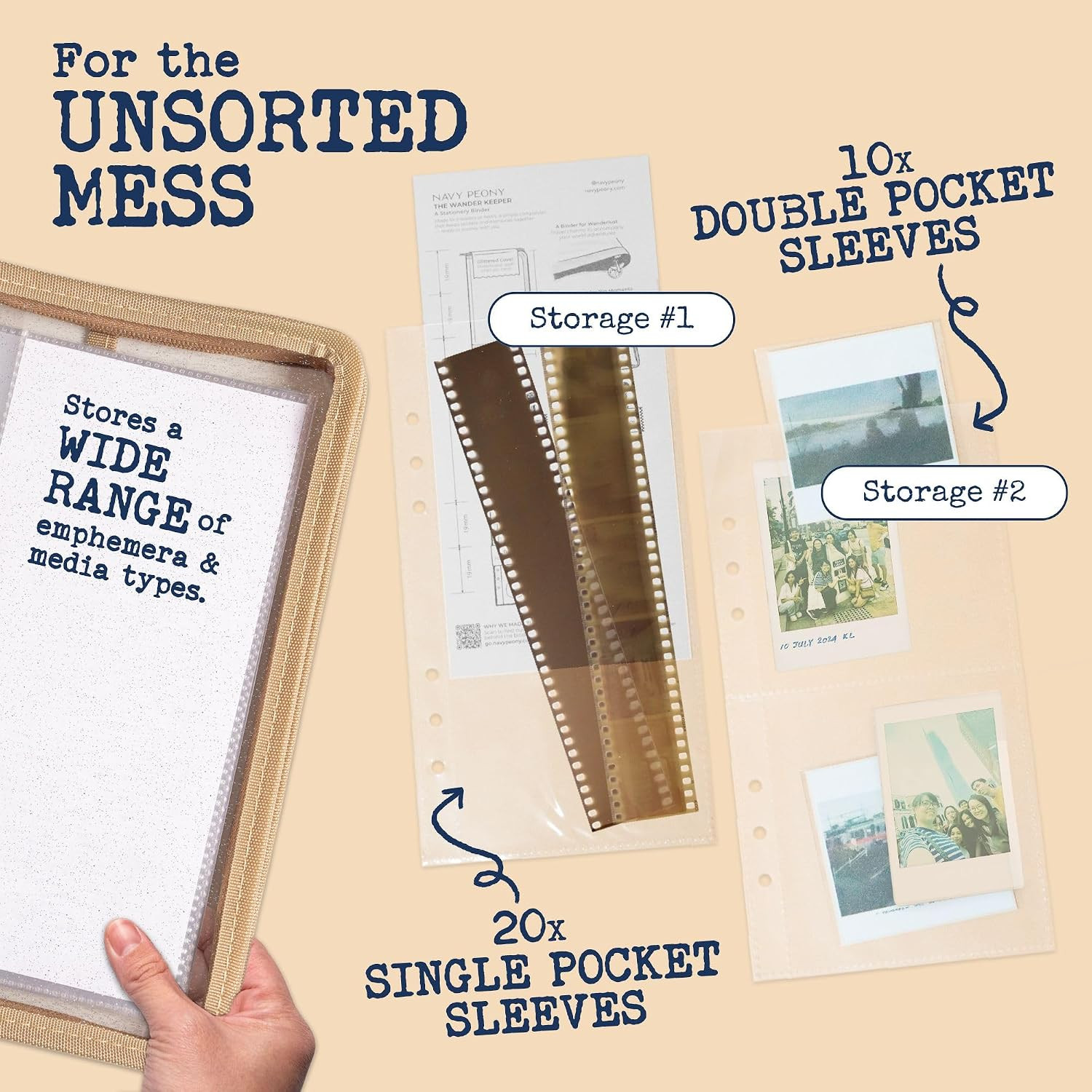 Wander Keeper Slim Stationery Binder (Serengeti Khaki) – A5 Slim Sleeves, Curate