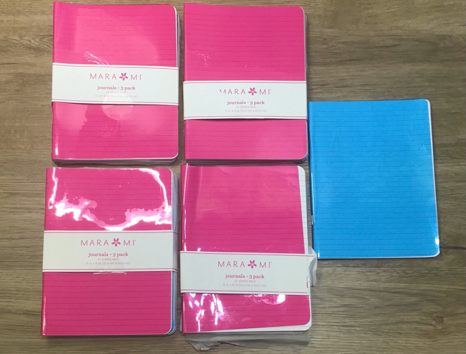 Mara Mi 3-pc X4 +1 Journals 40-sheet each 6”X8” Ruled Notebooks **WEAR**