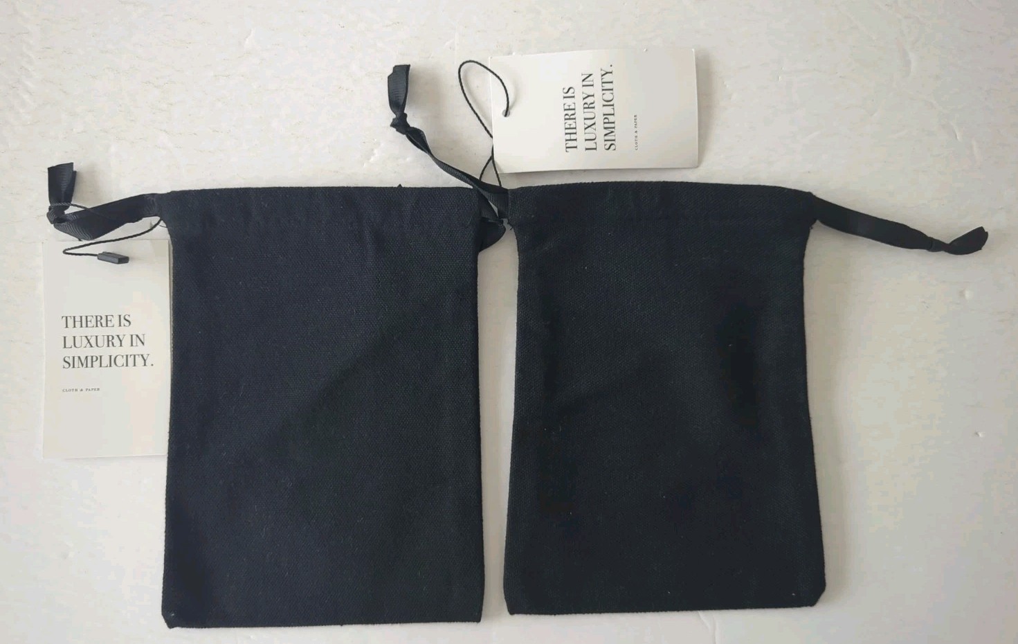 Lot of 2 NWT Cloth & Paper Drawstring Storage Dust Bag Small