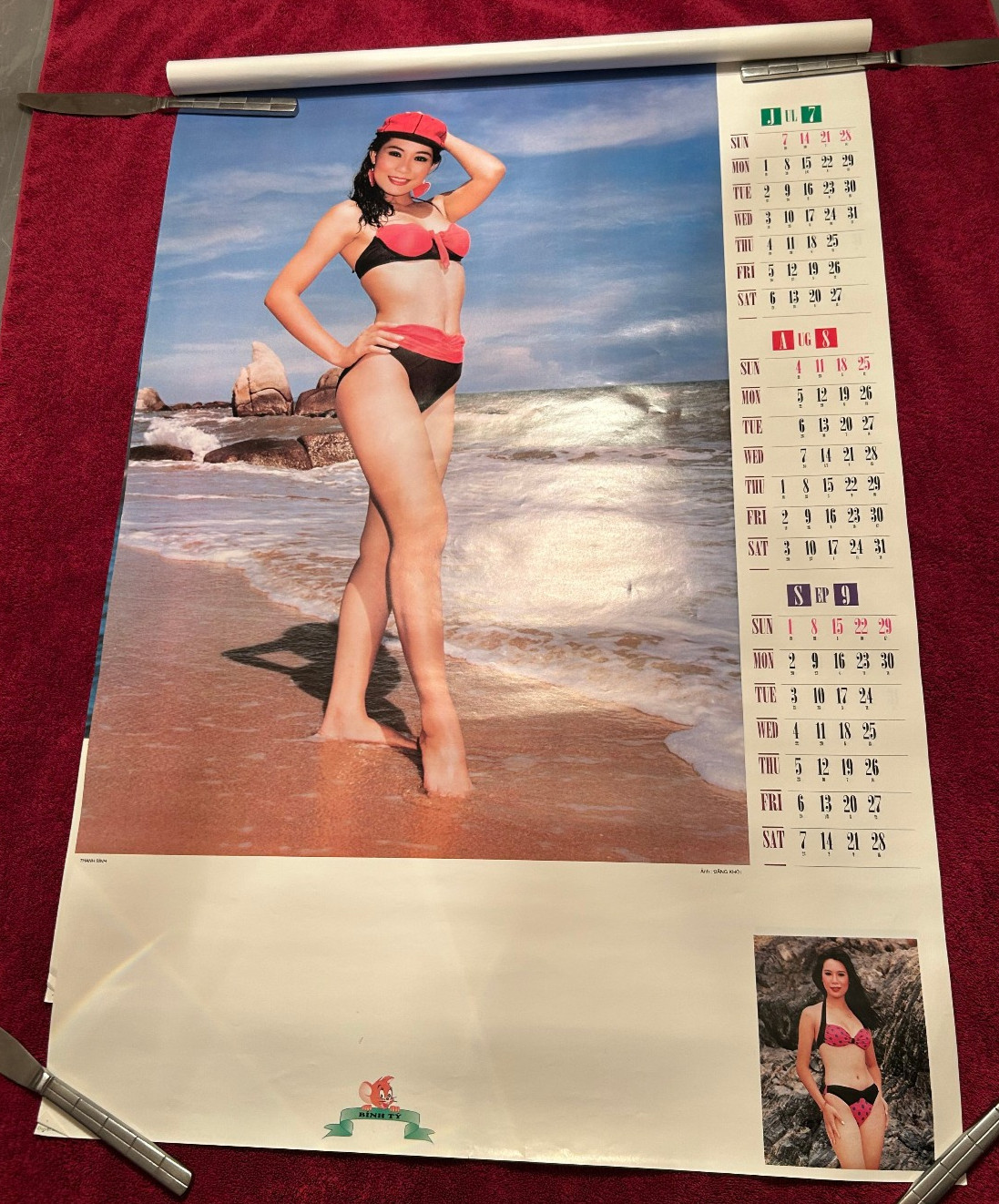 Vintage 1996 Vietnamese Swimsuit Model Pin-Up Wall Calendar Binh Ty Asian Retro