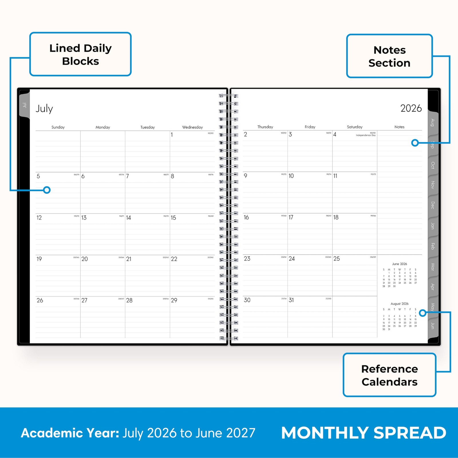 Academic Planner 2026 2027 Weekly Monthly 8.5 x 11 Wirebound Flexible Cover Lami