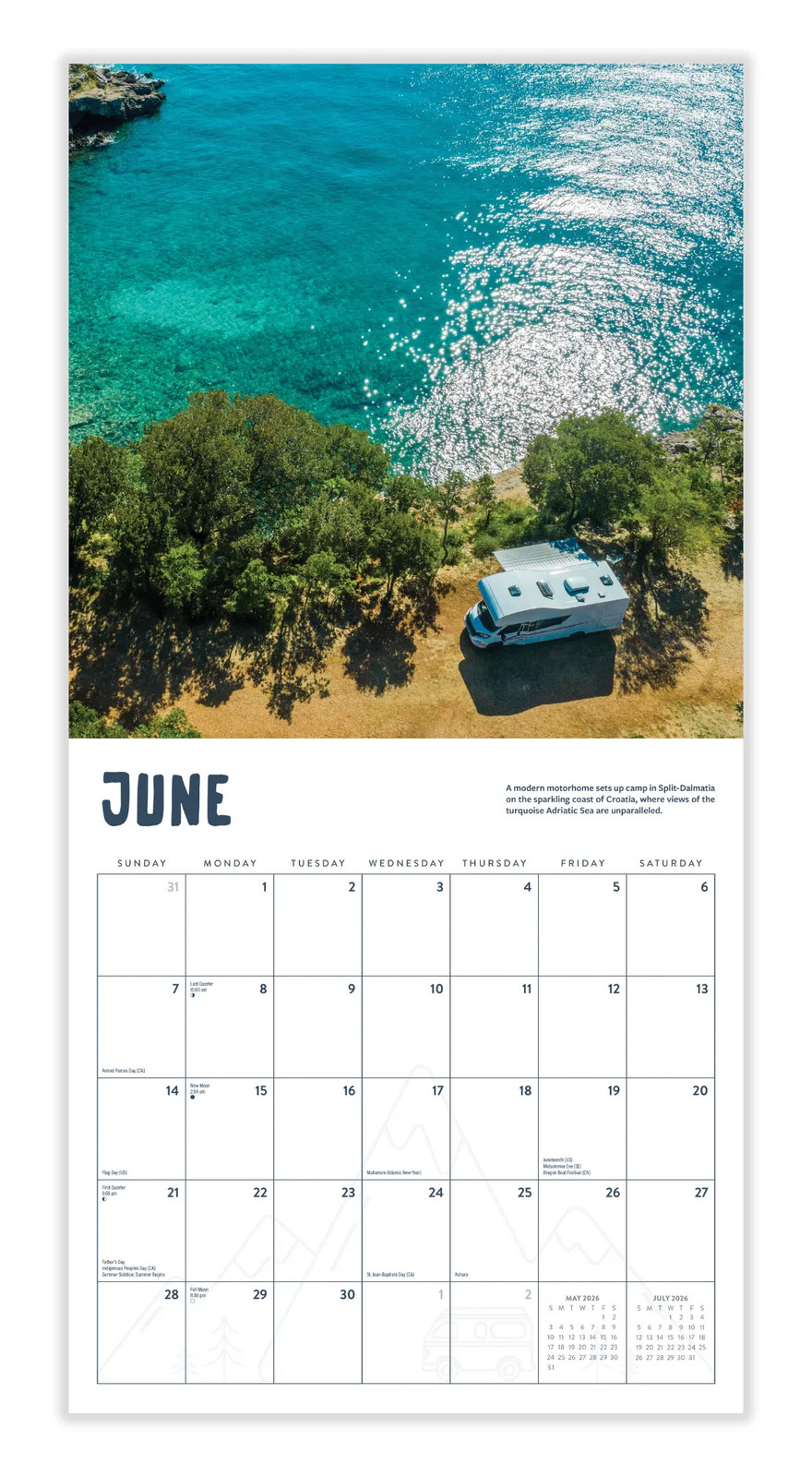 Roadtrip Calendar 2026 | 12″ x 24″ 12 Month Calendar | Marble City Press