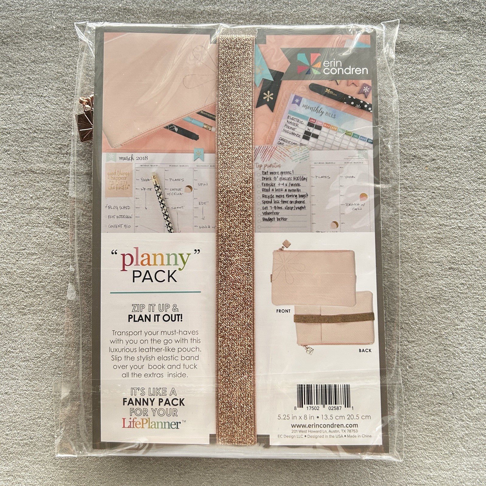 Erin Condren Planny Pack Pouch Rose Gold NEW