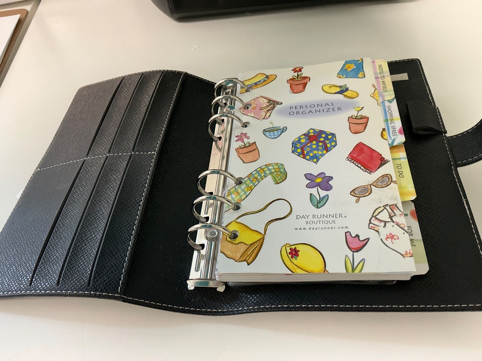 Day Runner 6-Ring Fact Center Compact Personal Organizer Planner Blk 3.75×6.75″