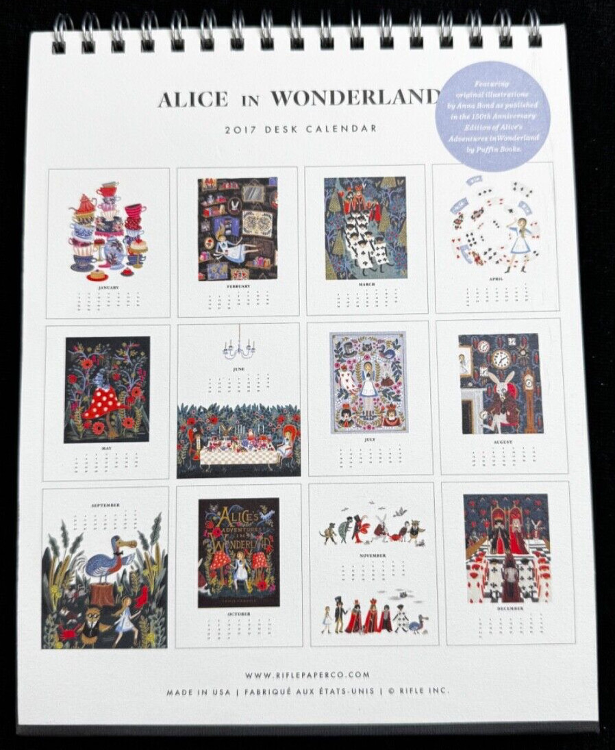 Rifle Paper Co. Limited Ed. Alice In Wonderland 2017 Desk Calendar – Great Art