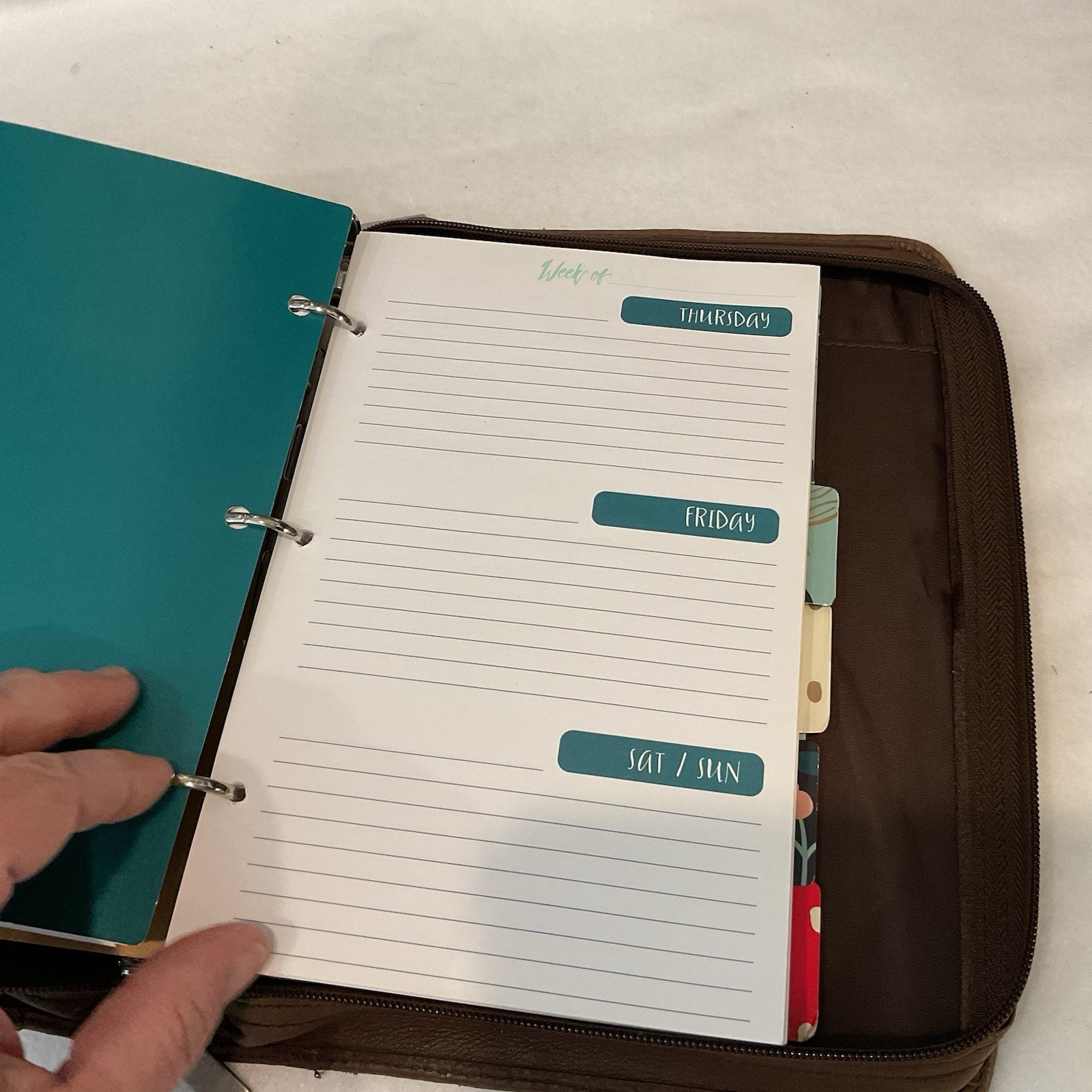 Tannery West Genuine Leather Zip Around Planner Organizer Binder Brown 3 Ring