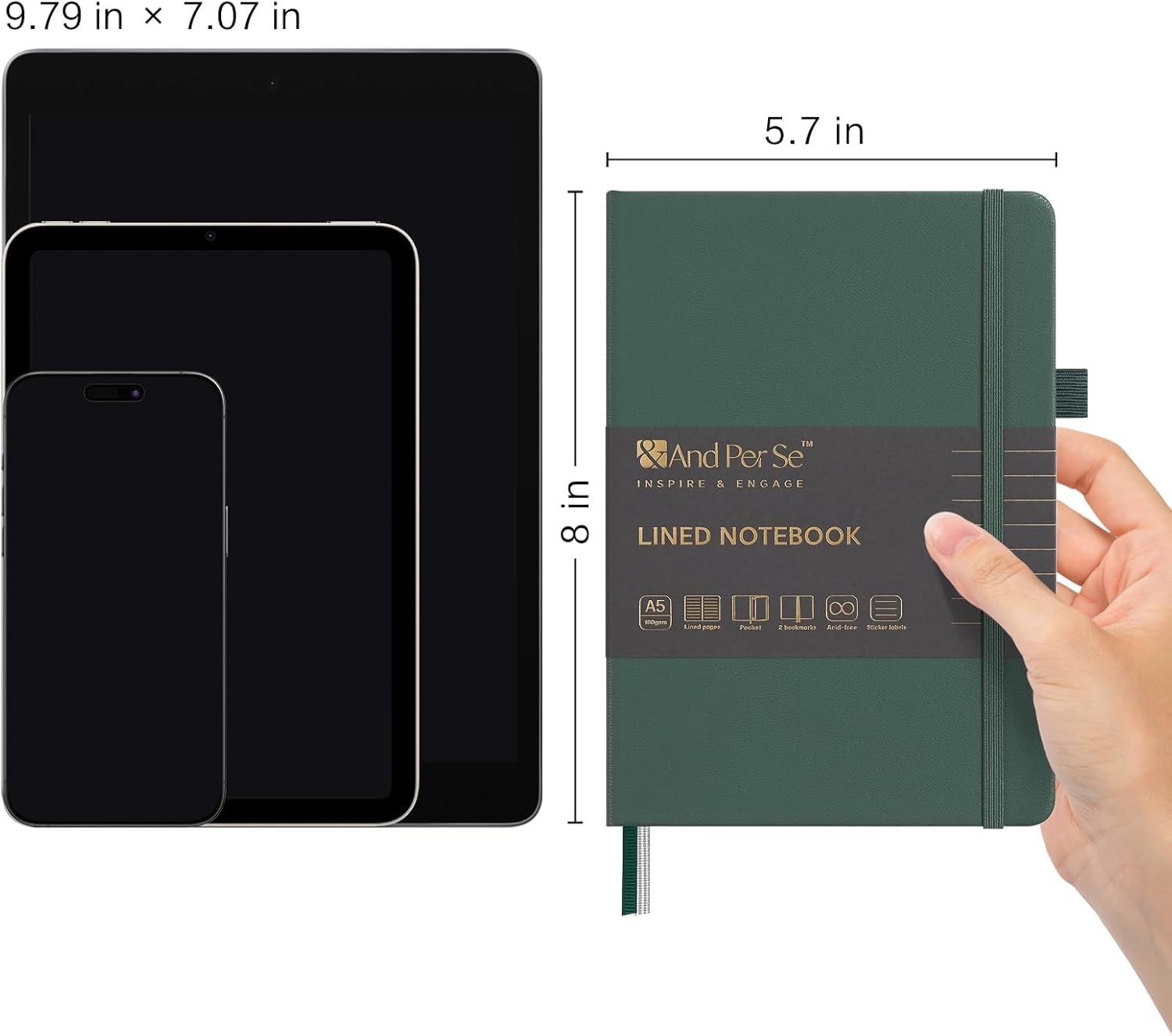Lined Journal Notebook, 160 Pages, A5 5.7 x 8 inches College Ruled Thick Pape…