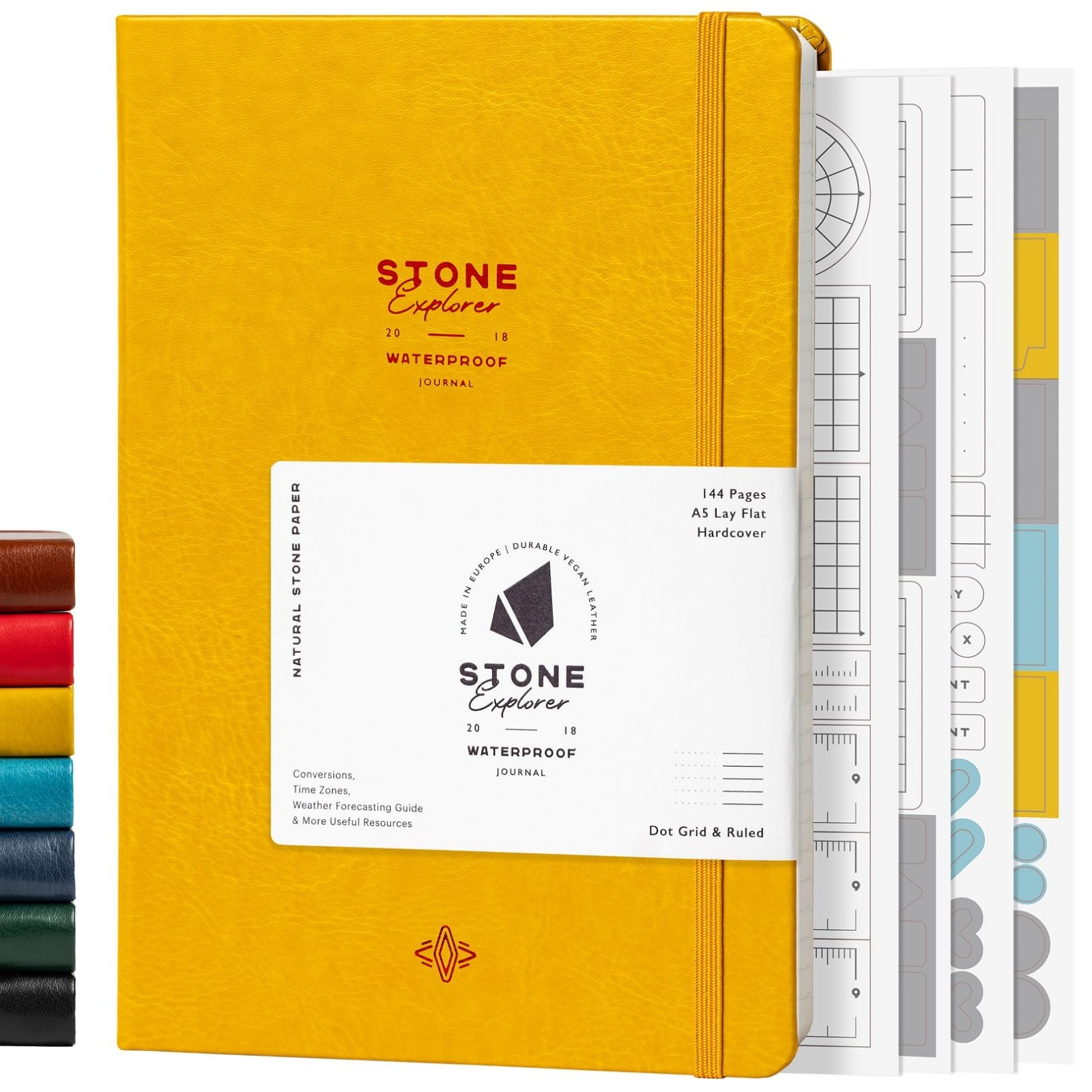 A5 Waterproof Field Journal – Vegan Leather, 144 Pages, Ruled & Dot Grid, Weathe