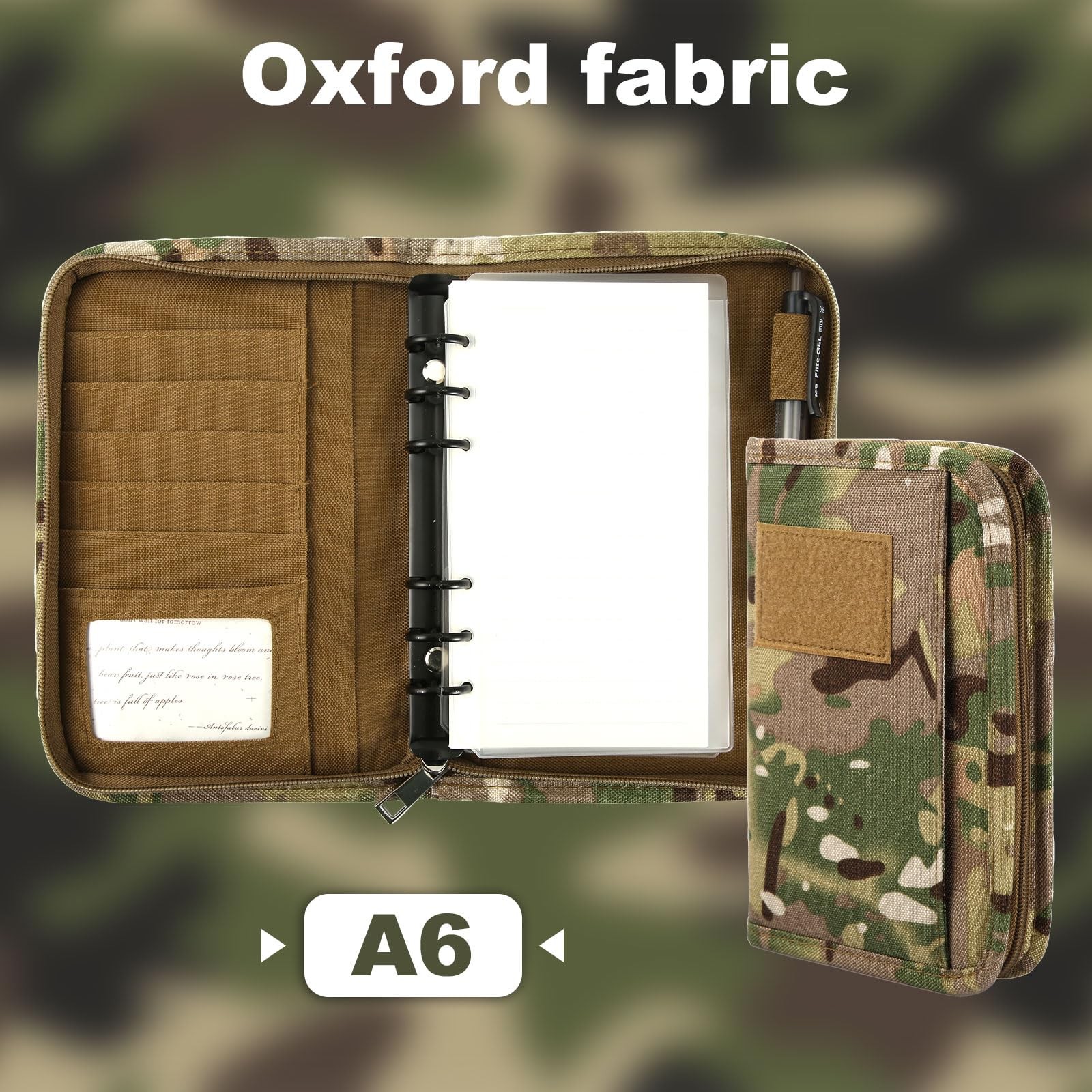 Military Army Ring Binder Zippered Portfolio M, As Shown in the Picture