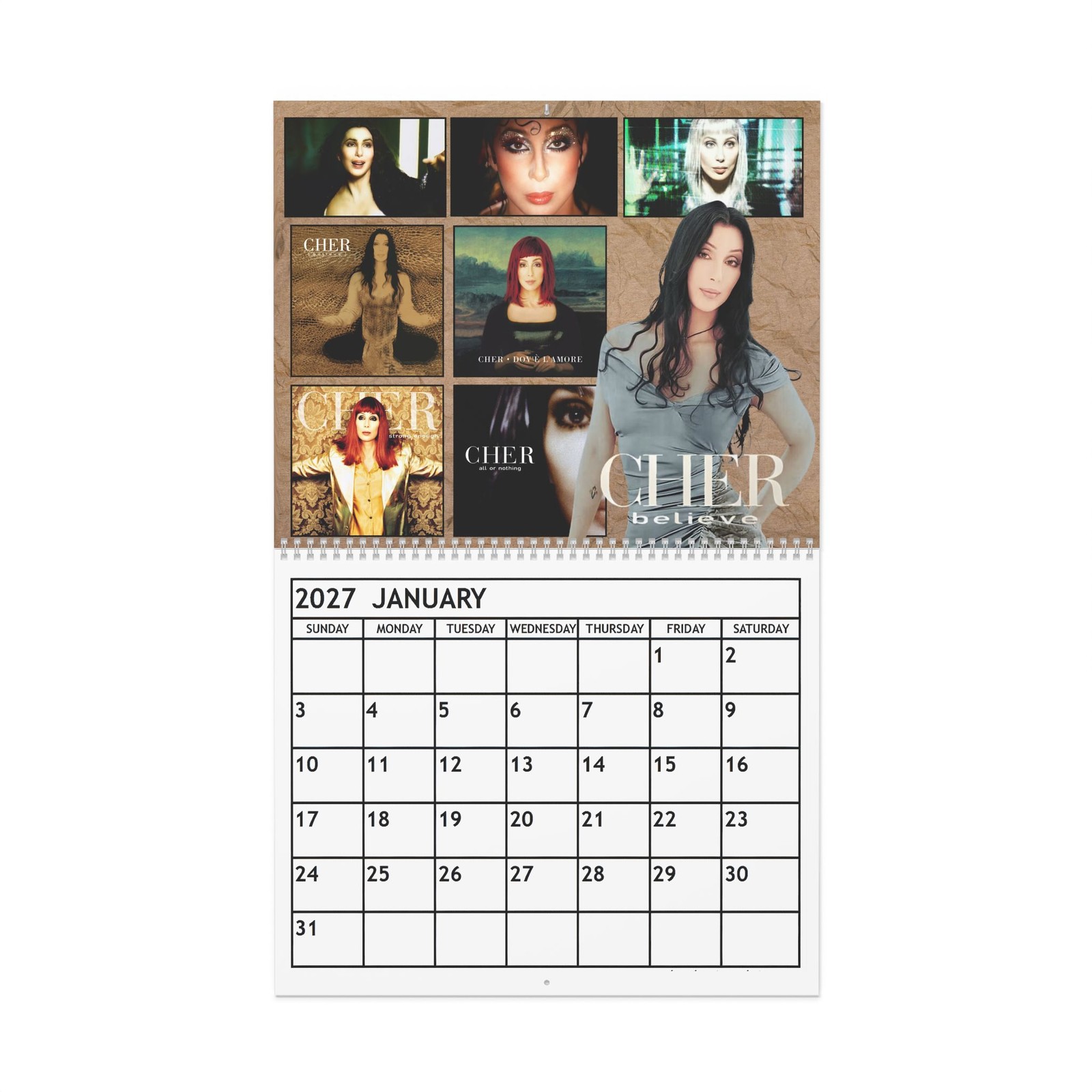 Cher 2027 Wall Calendar – Home Decor, Music Fan Gifts, Monthly