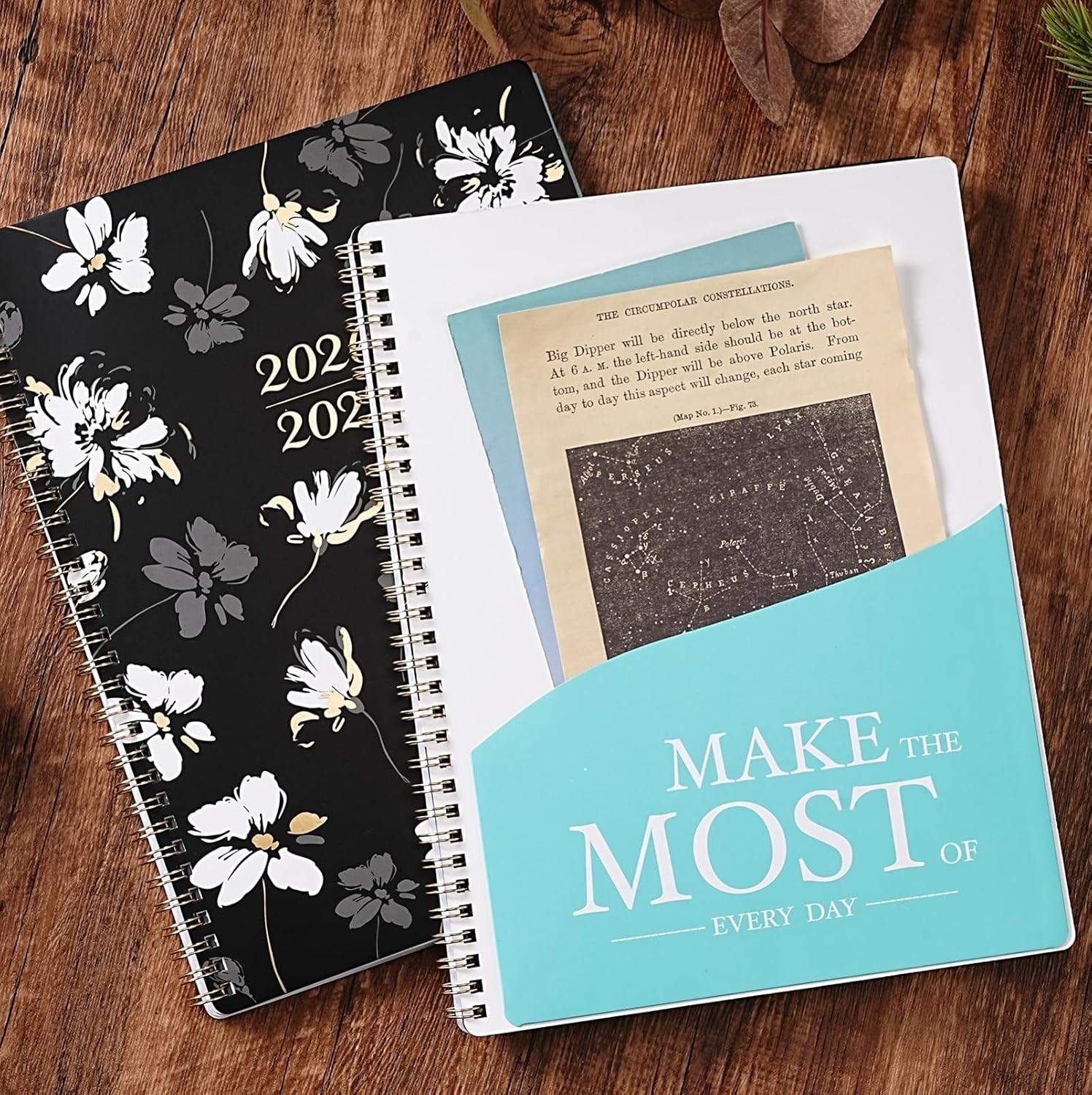 Chic Floral Weekly & Monthly Planner 2026-2027 with Colorful Tabs & Pocket
