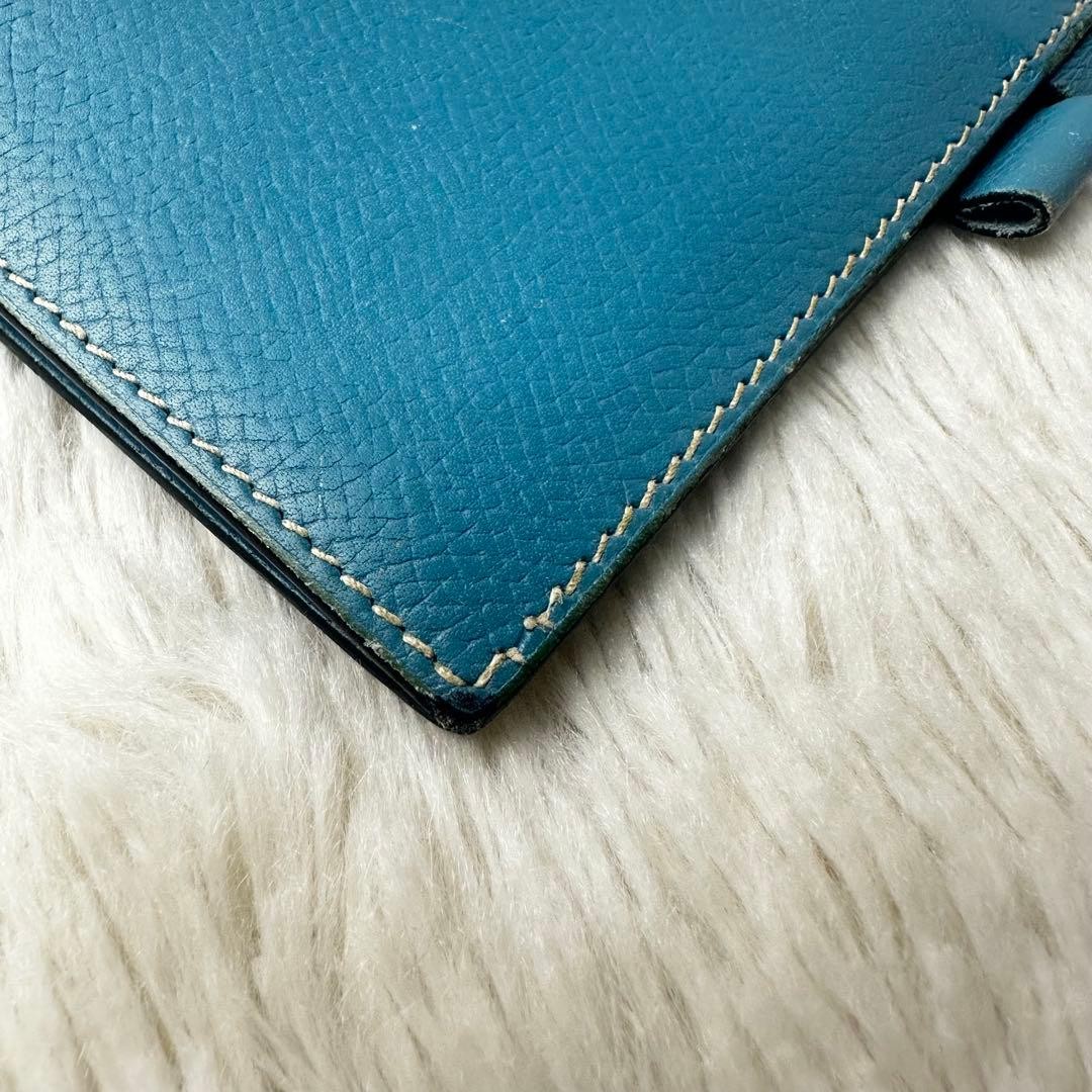 HERMES Vision Agenda Cover Veau Epsom Blue Women’s J Stamp Pen Holder 228-56699