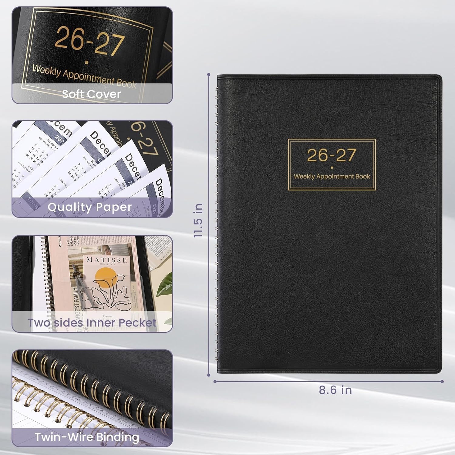 2026-2027 Professional Appointment Book with Daily 15-Minute Planning Guide