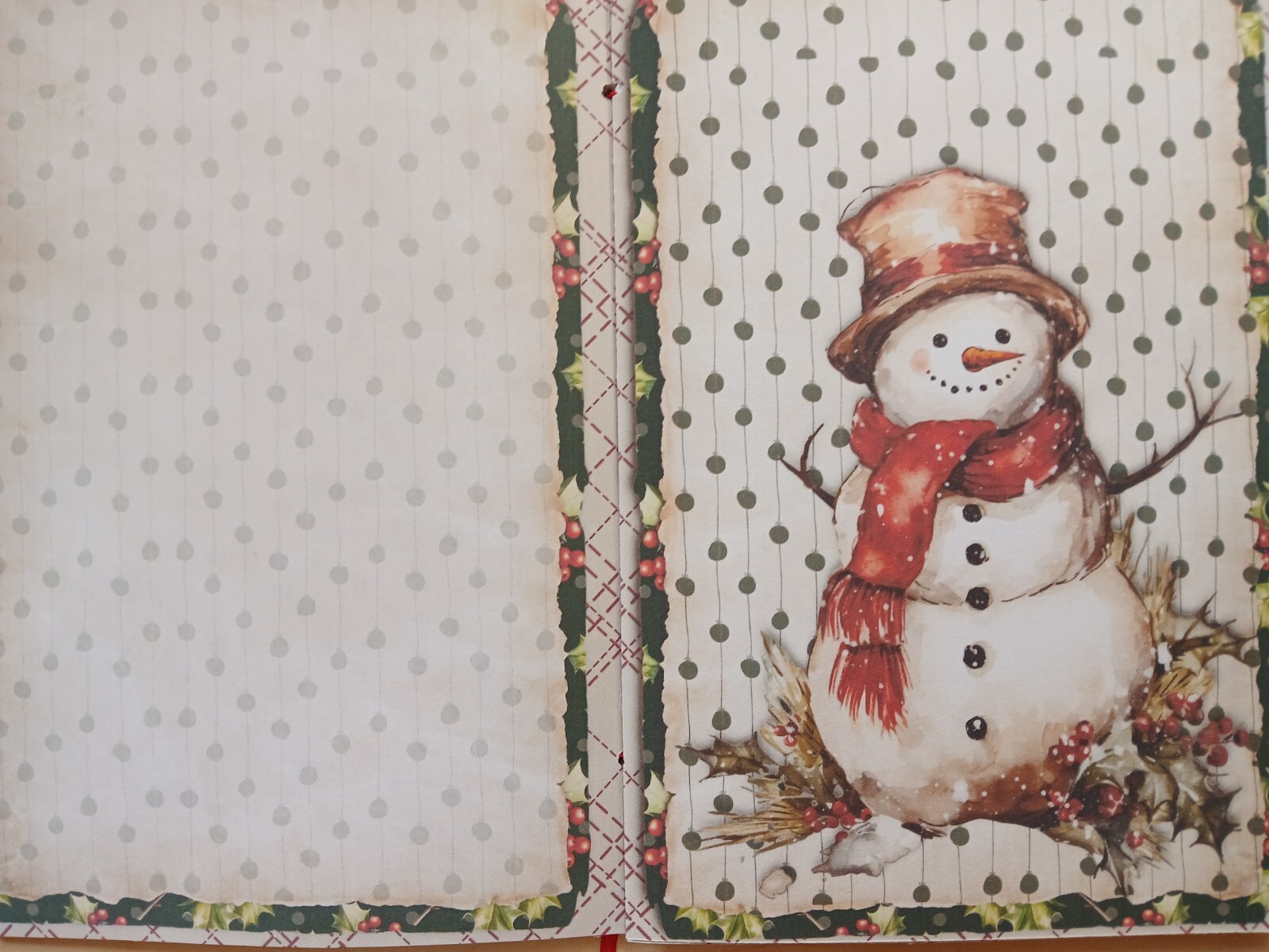 Junk Journal Blank Booklet “HOLLY JOLLY CHRISTMAS ” Lg 8.5″x5.5″ 40pgs