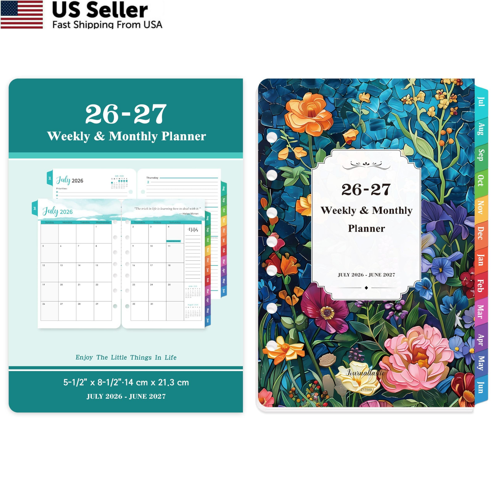 2026-2027 Planner Refills – 7-Hole Punched 5.5″ x 8.5″, Dopamine Color