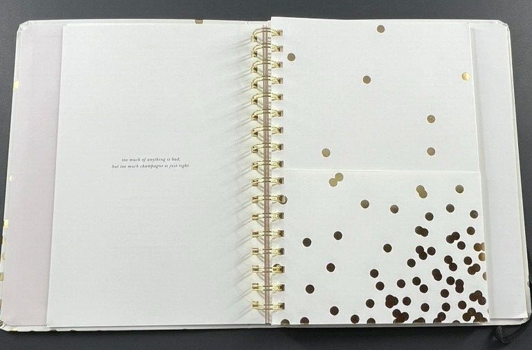 Kate Spade Party Event Planner – White Gold Confetti Dot – “CHEERS!” NEW