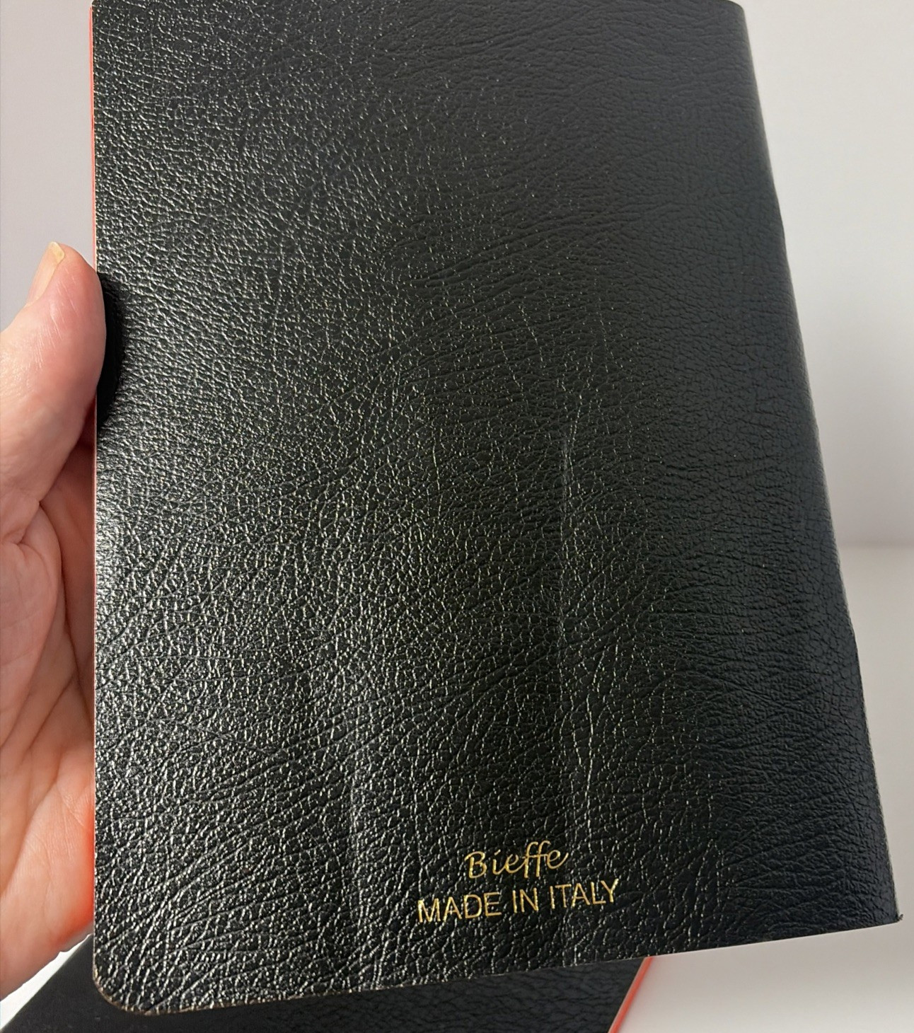 Two Bieffe Handmade Italy Lined Notebooks Black Exercise Journals Faux Leather