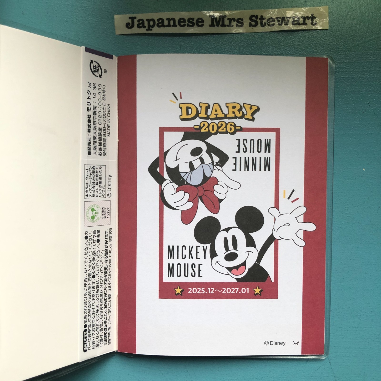 Mickey Mouse & Minnie 2026 Monthly Planner Schedule Book A6 DEC 25 – JAN 27