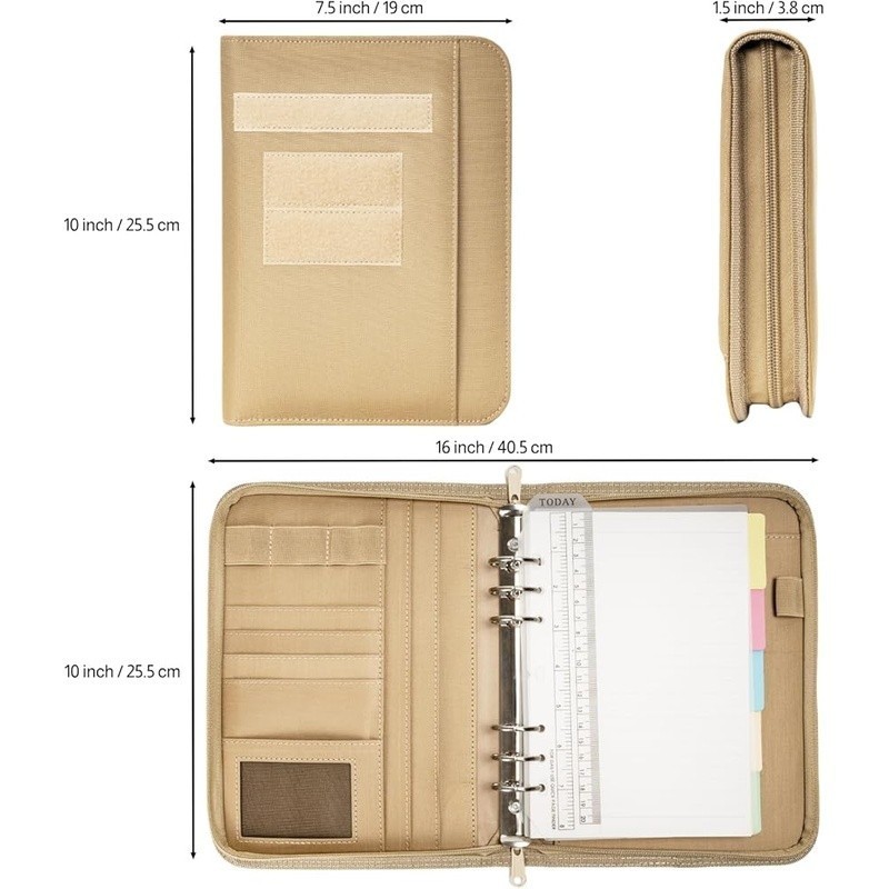 Tactical Padfolio Binder Zipper Loose-Leaf Paper Organizer Military Grade Design