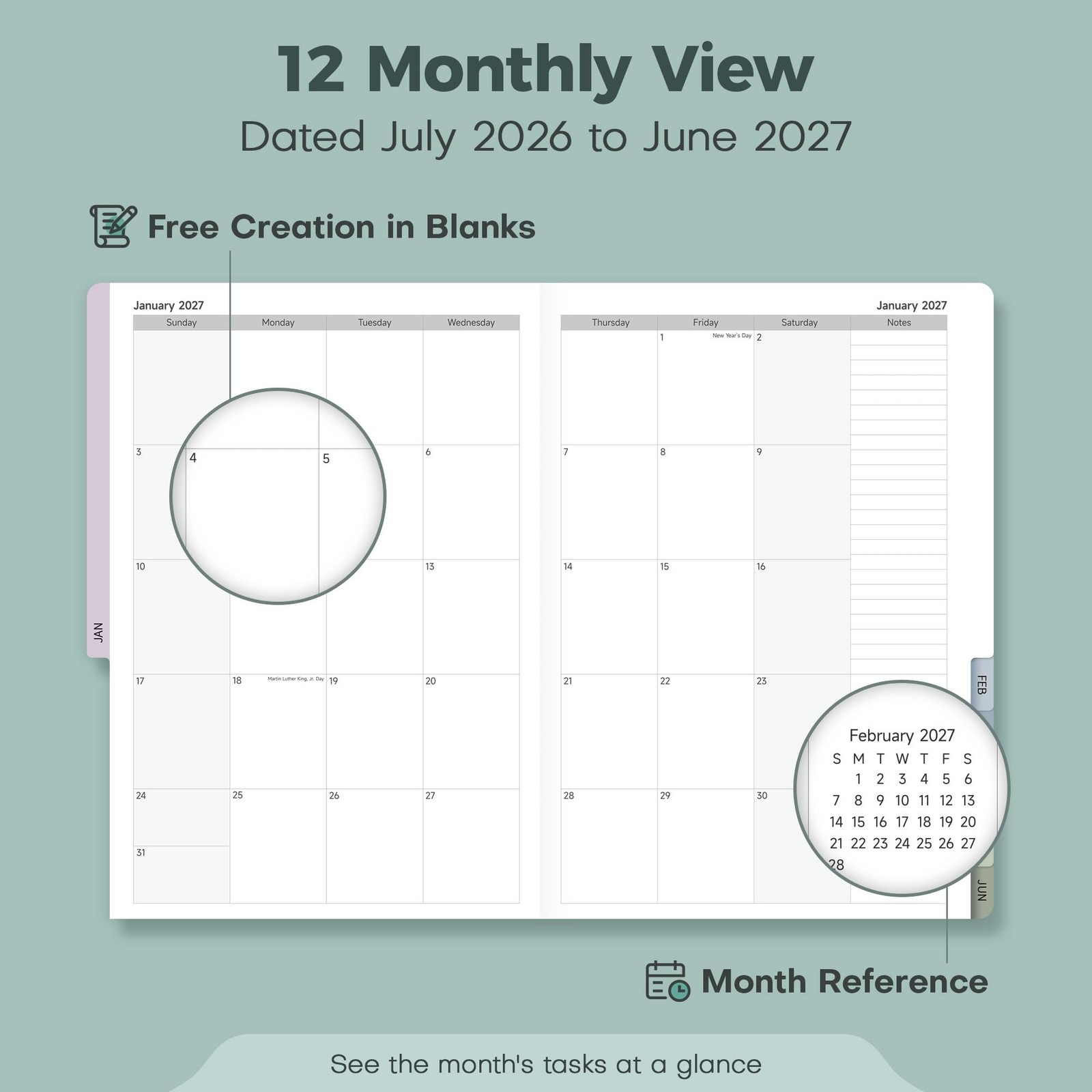 Planner 20262027 Monthly and Weekly Academic Planner July 2026 June 2027, Li…
