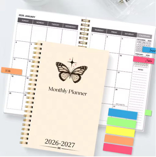 A5 2026-2027 Weekly Monthly Planner Spiral Calendar Notes Organizer School Offic