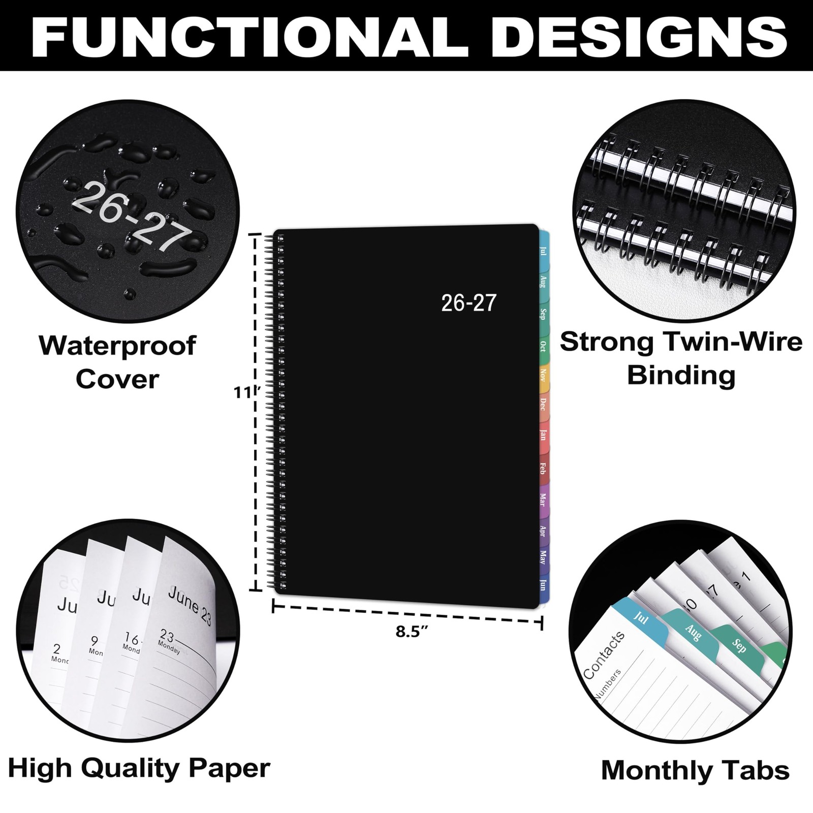 Weekly and Monthly Planner 2026-2027, July 2026-June 2027, 8.5” x 11” | Aca…