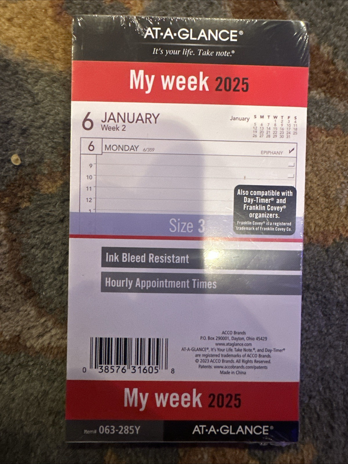 AT-A-GLANCE 2025 Weekly Planner Refill Loose-Leaf Portable Size 3 (063-285Y)