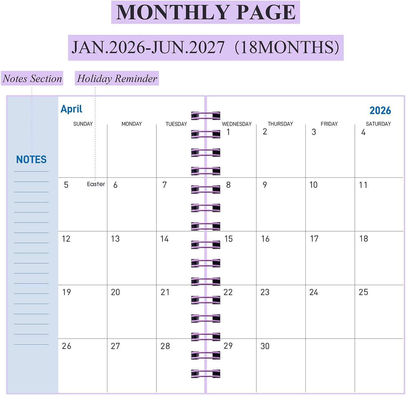 Daily Planner 2026-2027, Weekly and Monthly Planner 2026-2027 Academic Year, Jan