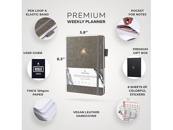 Clever Fox Premium Weekly & Monthly Planner Gray A5 (5.8” x 8.3”)
