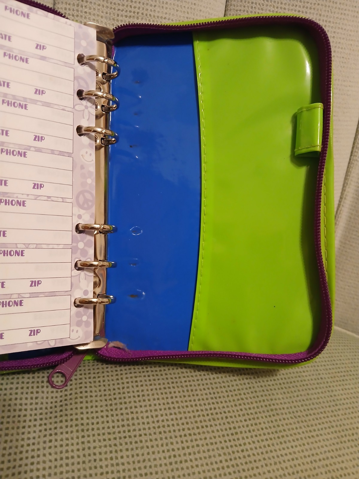 Vintage Lisa Frank Holographic Groovy Flowers Zippered Mini Planner 90s – y2k