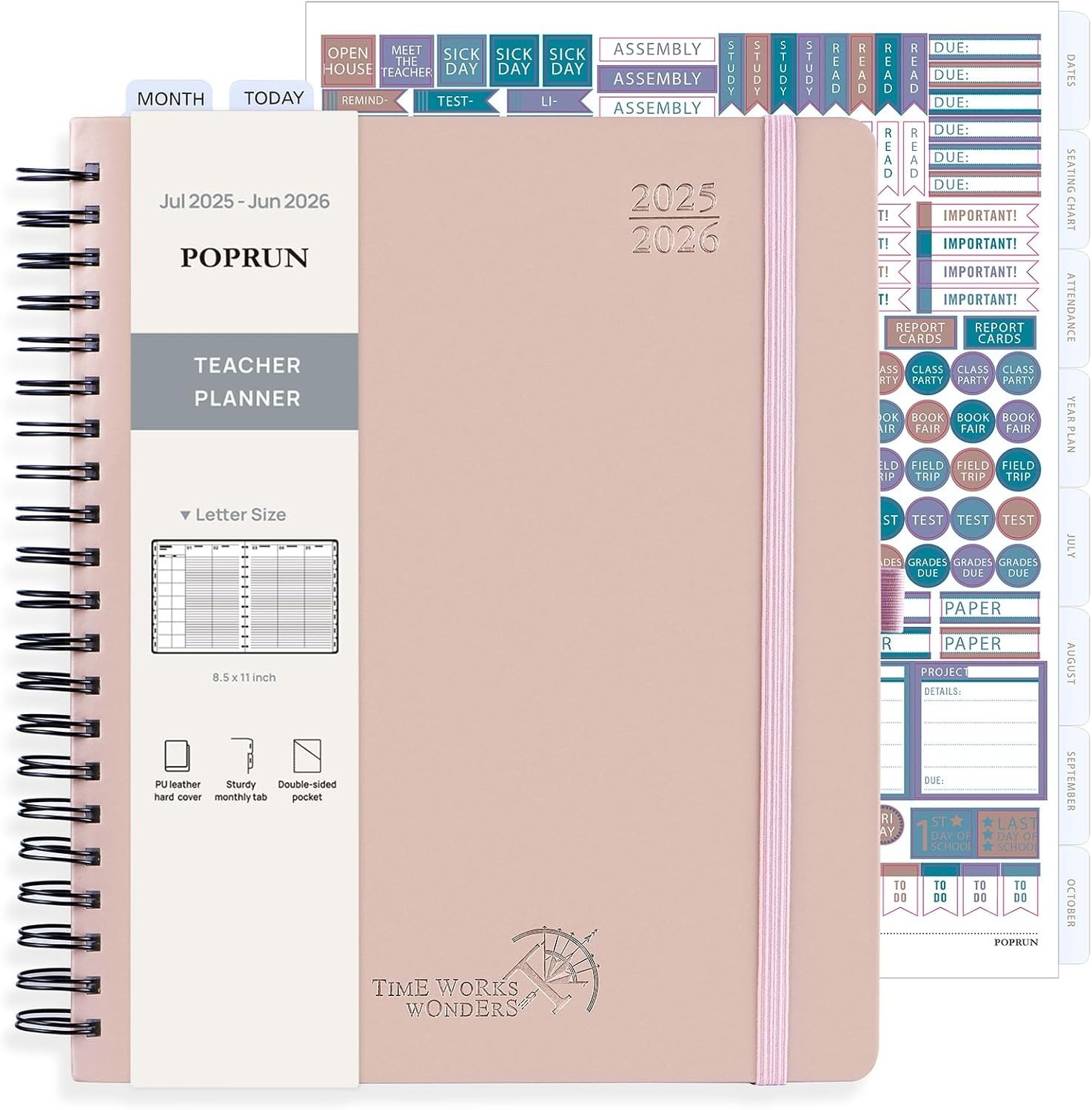 POPRUN Teacher Planner 2025-2026, (Letter Size – 8.5” x 11”) Academic Lesson P