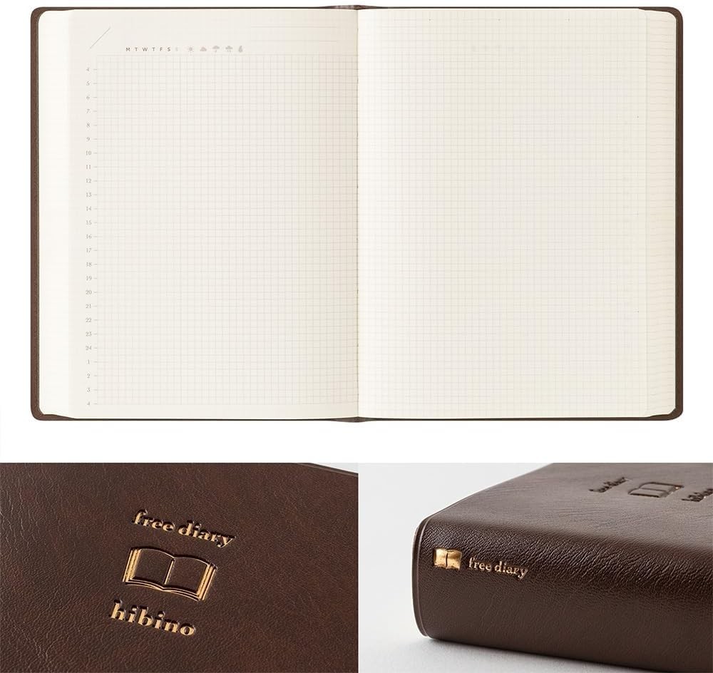 Midori Hibino Free Diary A6 Ivory Undated 2 Pages Per Day Journal 15395006