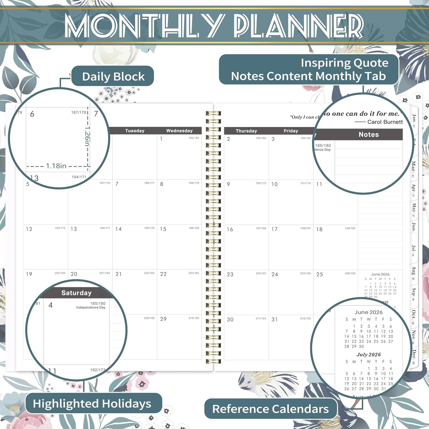 2031 Monthly Planner Spiral Bound Twin-Wire Binding 9″ x 11″