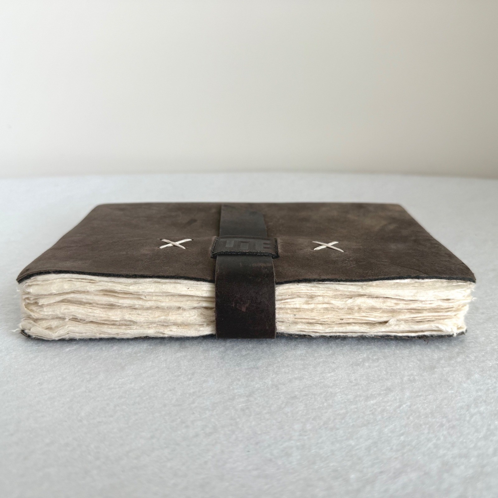 Kathmandu Valley Co Leather Journal Lokta Paper Handmade Nepal Brown Suede 5.5×8