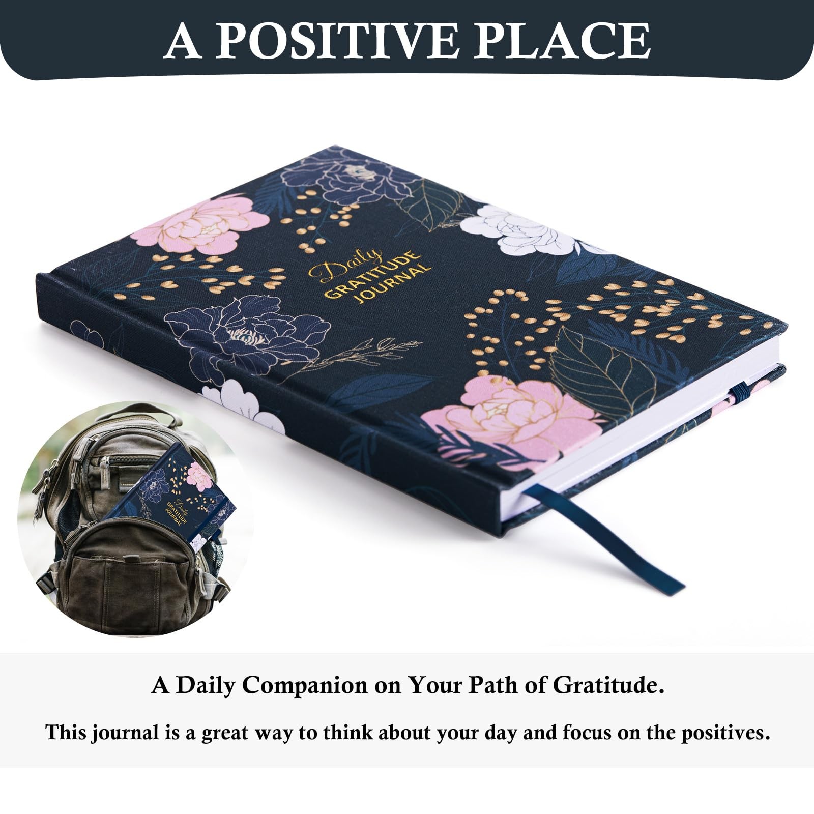 Comkiso Gratitude Journal with 4 Inspirational 5.3″ x 7.6″, D. Peony