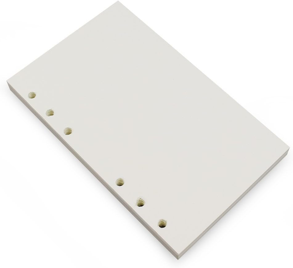 6-Ring A6 Binder/Planner Refill Paper, 6 Hole,6 3/4 x 4 1/8 Inches Refillable Wh
